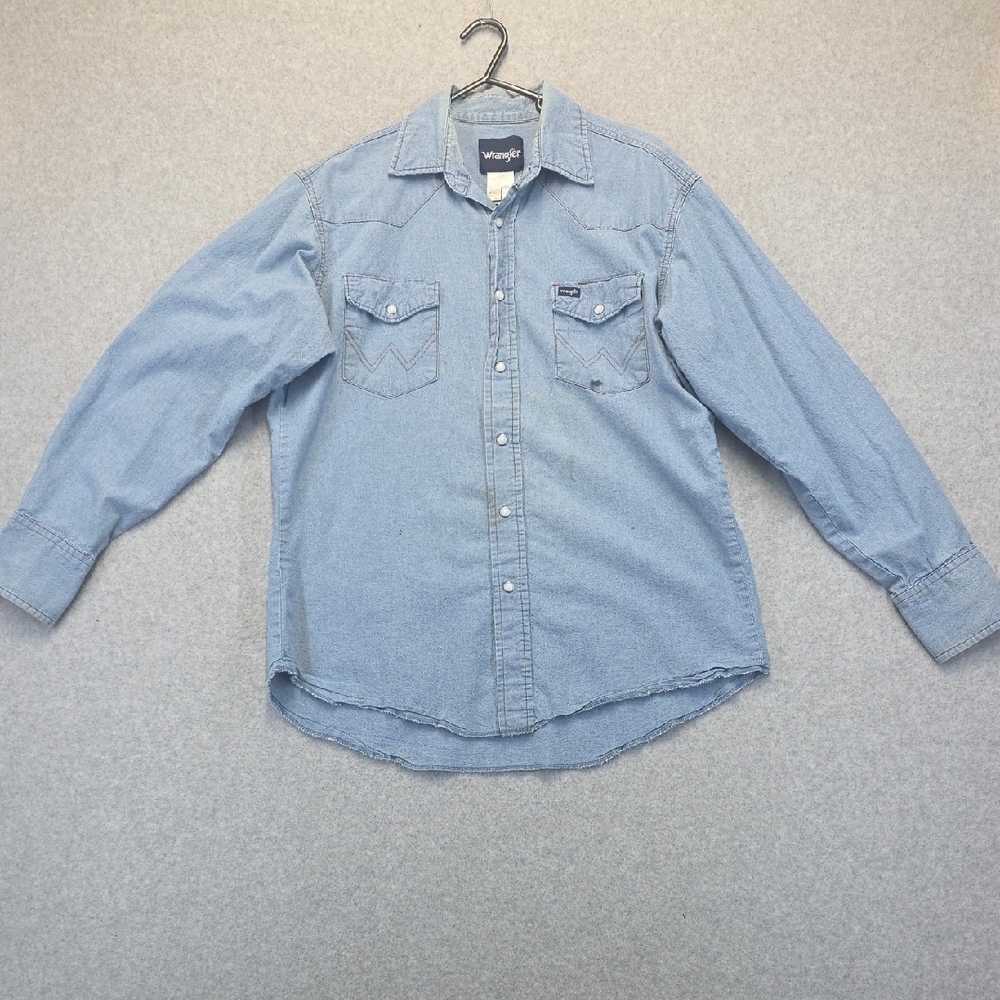 Wrangler Vintage Grunge Denim Western Shirt Distressed Workwear L